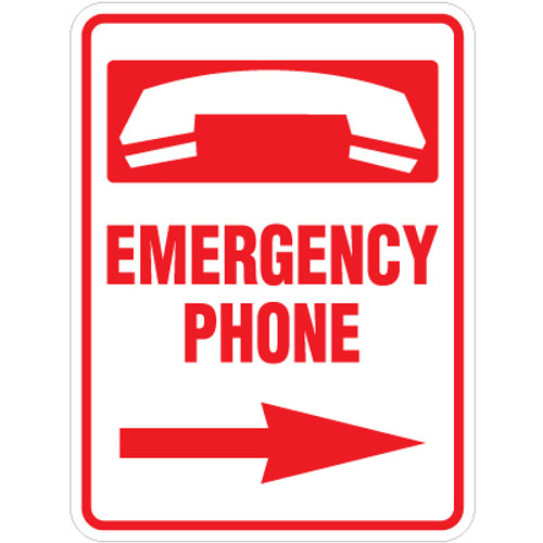 Emergency Phone Right Arrow Sign - 17" x 23"