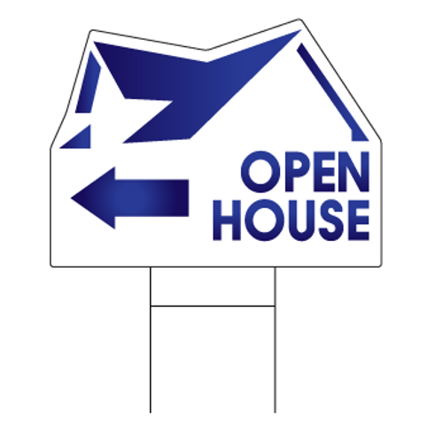 Stock Blue Arrow Open House Realtor Sign