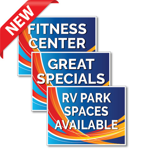 Blue Swoosh RV Park Yard Signs