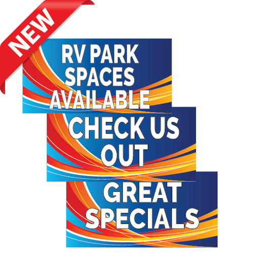 Blue Swoosh RV Park Banners