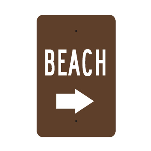 Beach with Right Arrow Sign