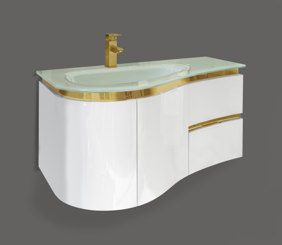 Santorini Floating Bathroom Vanity with Gold Accents 