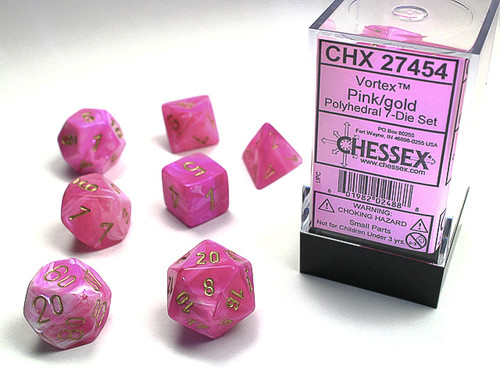 Chessex: Vortex Pink/Gold Polyhedral dice set (7)