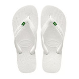 Havaianas White Flip Flop with the Brazilian Flag – Size 9/10