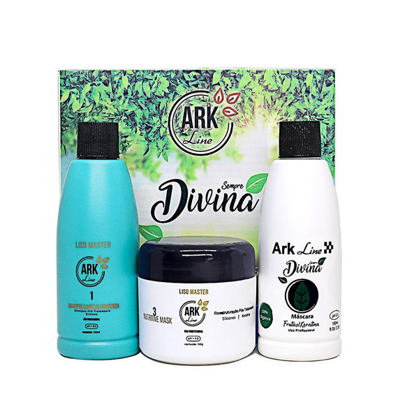 Kit Ark Line Organic Smoothing System Shampoo Smooth Master and Divine Mask 2x100ml/2x3.38 fl.oz and Nutritive 100g/3.38 fl.oz