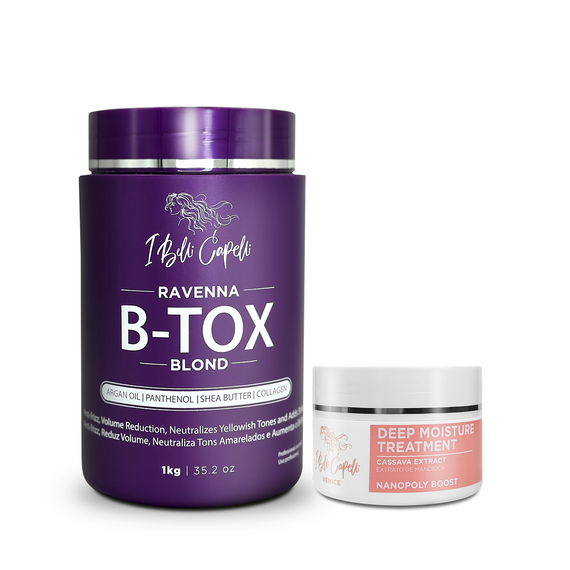Kit I Belli Capelli Ravenna B-tox Blond 1kg/35.2 oz and Venice Mask Mandioca Hydration 300g/10.58 oz