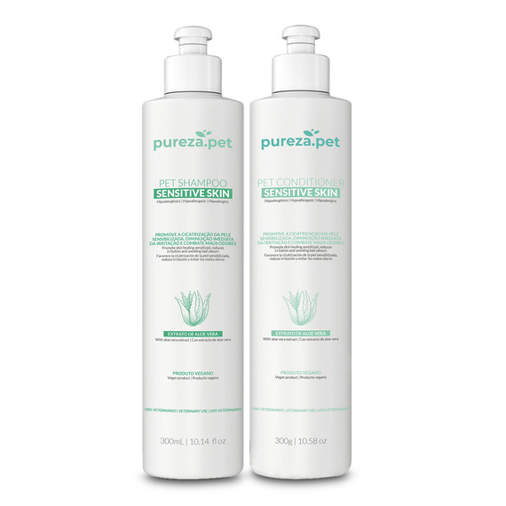 Pureza Pet Sensitive Skin Home Care Shampoo 300ml/10.14 fl.oz and Conditioner 300g/10.58 oz