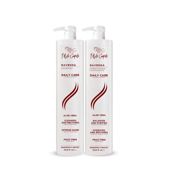 Kit I Belli Capelli Ravenna Daily Care with Aloe Vera – Shampoo + Conditioner 2x1L/2x33.8 fl.oz
