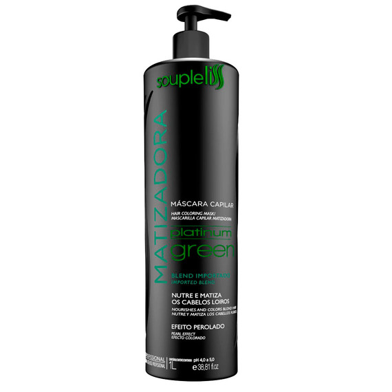 Soupleliss Matizer Mask Platinum Green Mask Pearlescent Effect Hair Care Professional Use 1L/33.8fl.oz