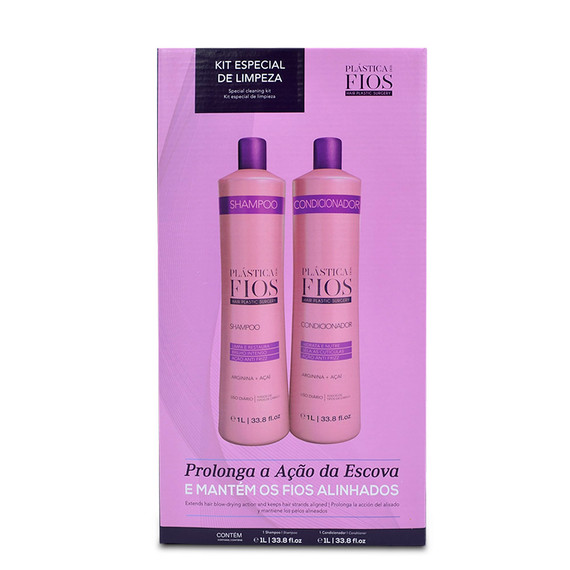 Kit Plástica dos Fios Shampoo Conditioner Straight Hair Hydration Hair Care 2x1litro/2x33.81fl.oz Kit Plástica dos Fios Shampoo Conditioner Straight Hair Hydration Hair Care 2x1litro/2x33.81fl.oz
