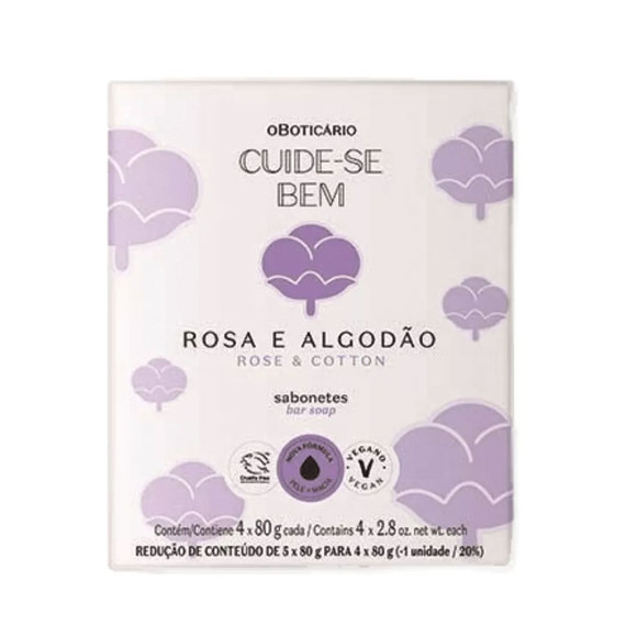 O Boticário Soap Cuide-se Bem Rosa Algodão Sabonetes 4x80g/4x2.8 oz