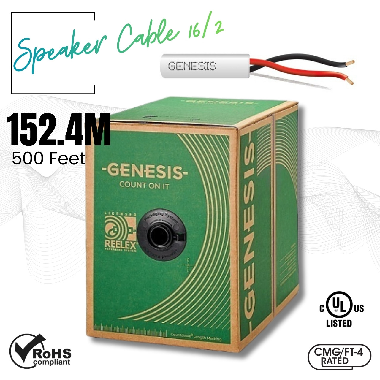Genesis 16 AWG 4C Stranded Riser Speaker Cable Genesis 16 AWG 4C Stranded Riser Speaker Cable