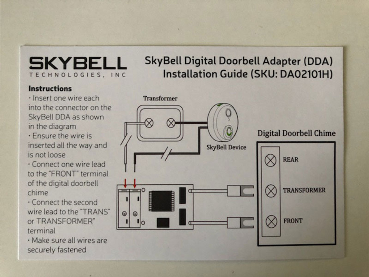 skybell digital doorbell adapter installation