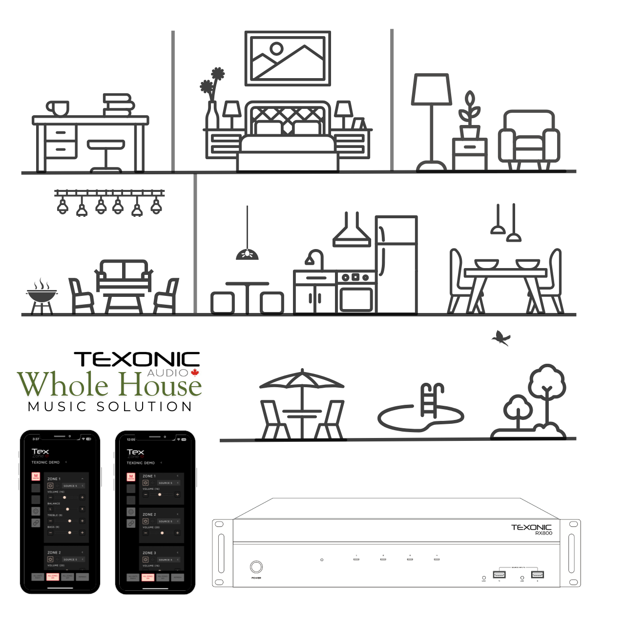 Channel multi room streaming amplifier whole house Audio System