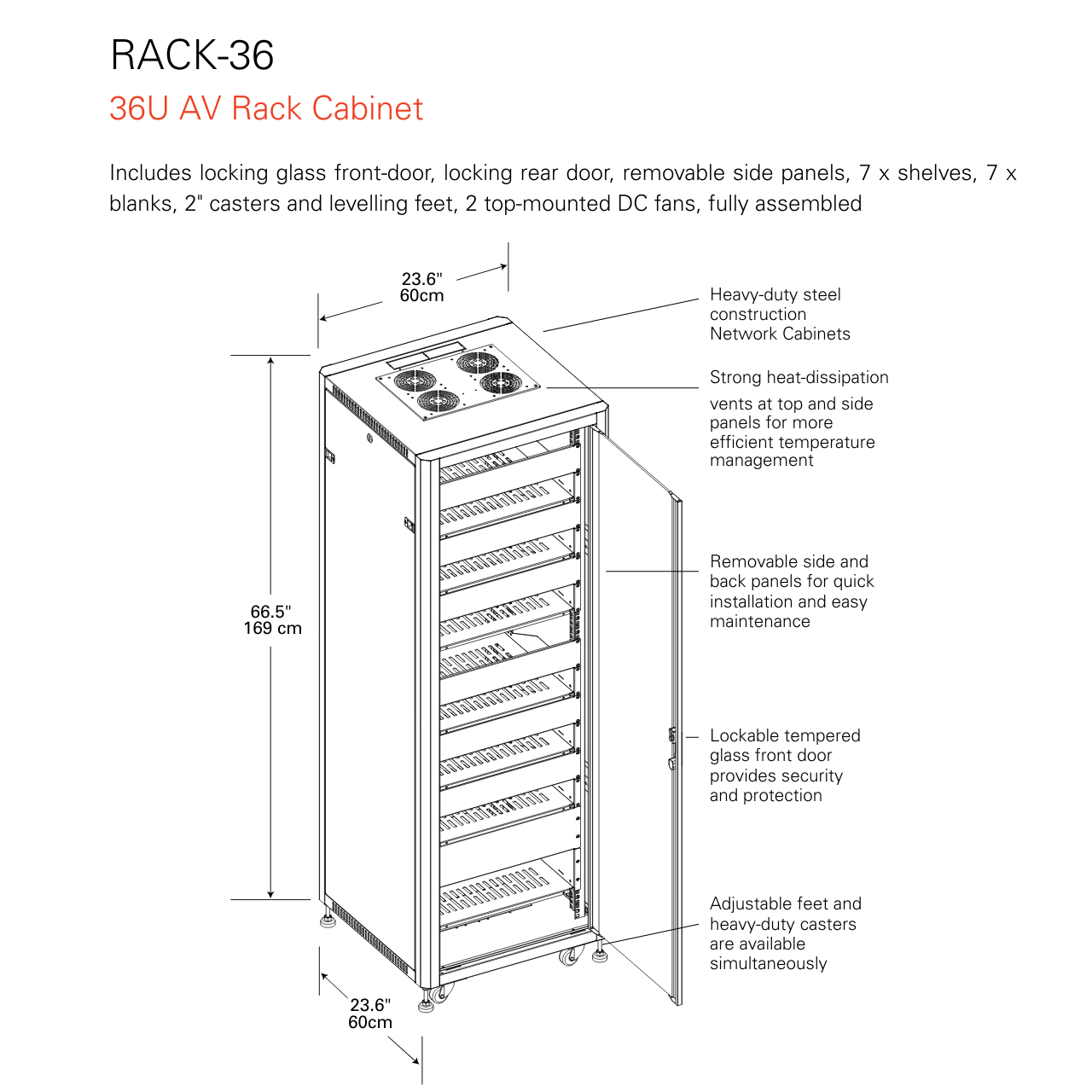36U Floor AV Rack Cabinet – 24