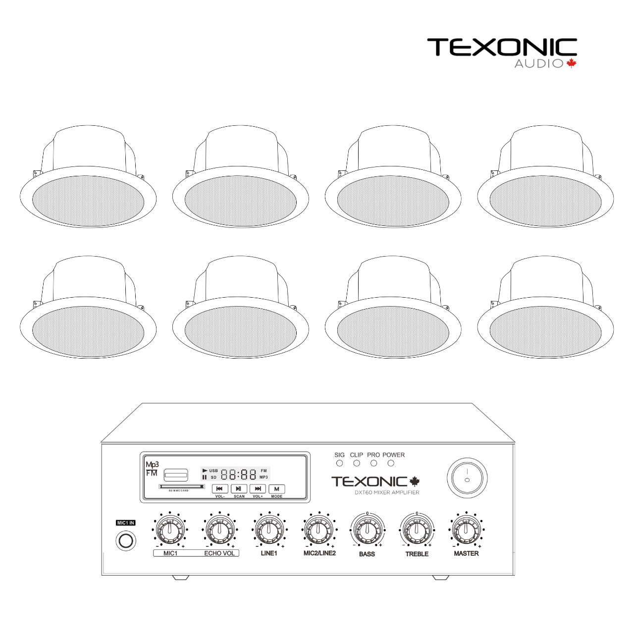 Parts Express White Round Commercial Ceiling Speaker Grill for 8 Speaker