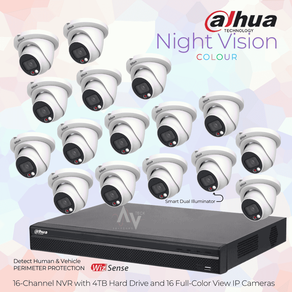 Advanced Dahua 16-Channel 4K NVR with 16 Color Vision Cameras