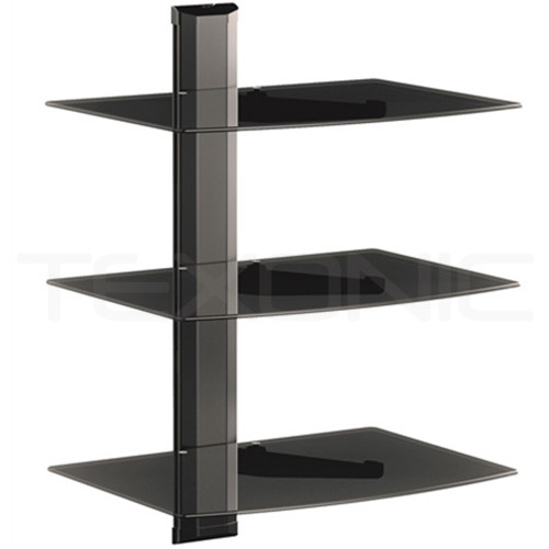 TEXONIC DVX30 triple black tempered glass AV wall shelf