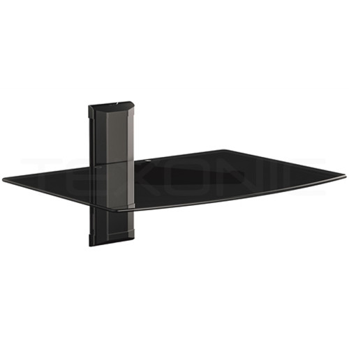 DVX10 floating black tempered glass AV component wall shelf