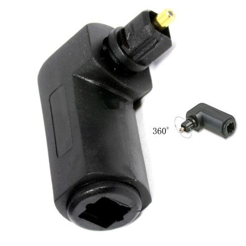 Black TOSLINK male-to-female 90-degree optical audio adapter 10-pack O-2690