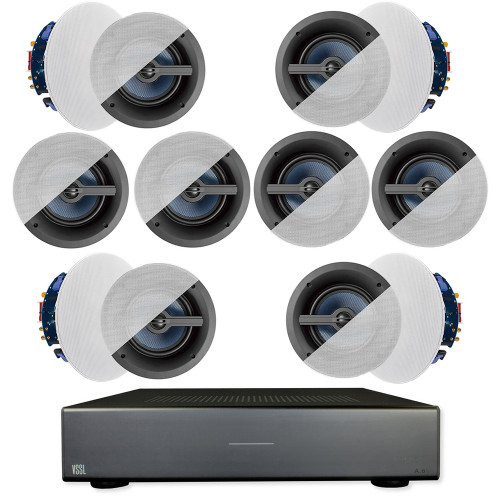 A.6x VSSL Audio 6 Zone Streaming power Amplifier with 12 ceiling speakers