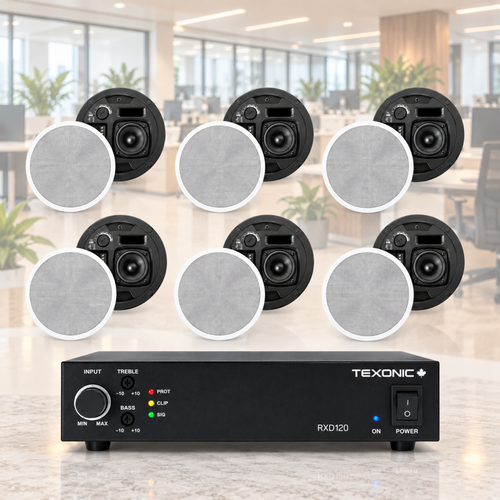6-Speaker Commercial Background Music System – RXD120 + NL6T