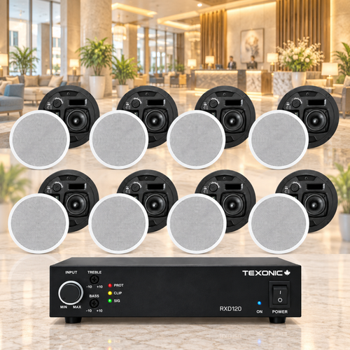 RXD120 + 8 NL6T Commercial Ceiling Speaker System