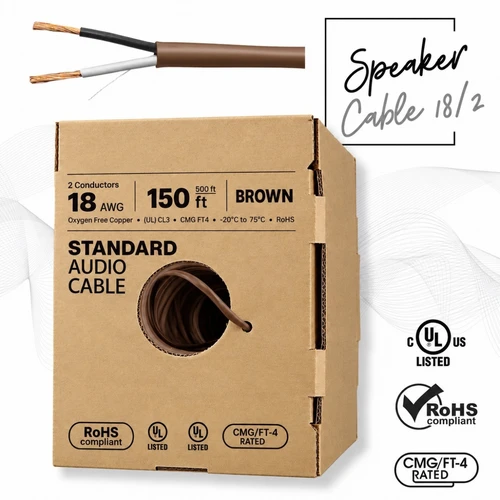 18/2 OFC FT4 in-wall speaker cable 150m light brown with EZ Mark