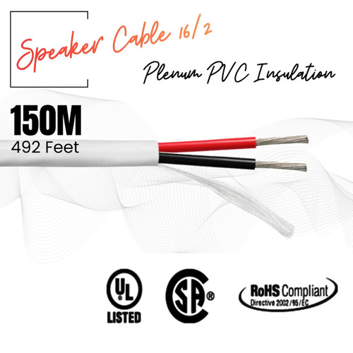 16/2 Plenum Speaker Cable FT6 CMP Stranded Tinned Copper – White