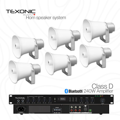 six horn speaker warehouse sound paging system