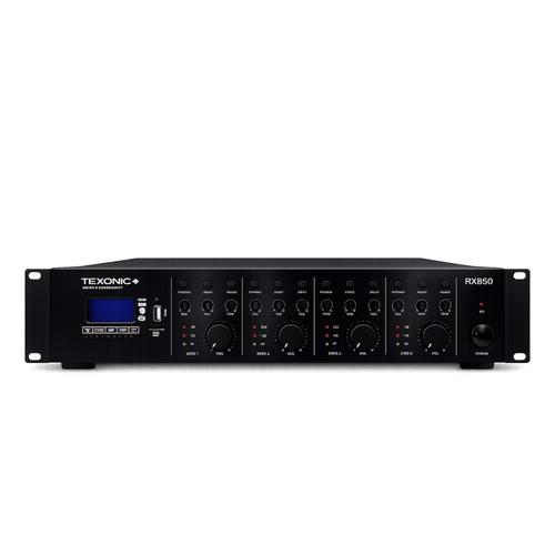 TEXONIC RX850 8 channel 4 zone amplifier for commercial and residential multi-zone audio systems