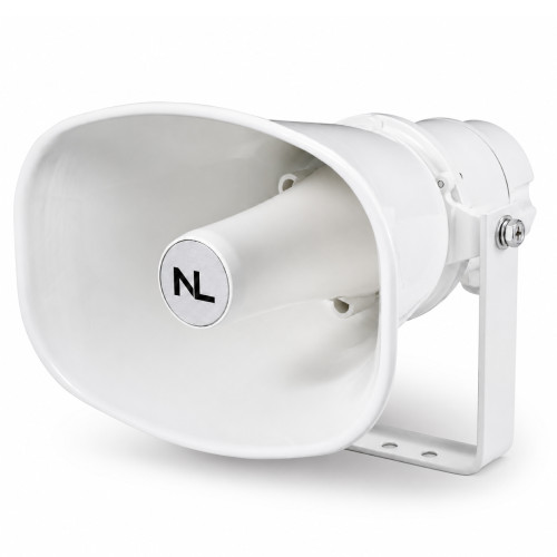 NL330T 30W IP55 paging horn speaker with white ABS horn and adjustable mounting bracket