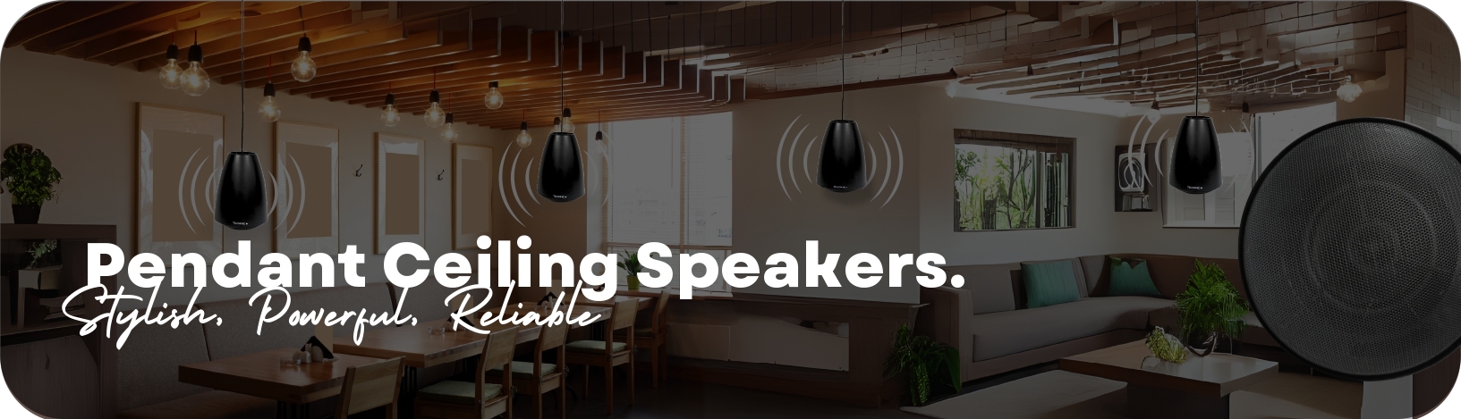 Commercial Pendant and Hanging Speakers banner avteck