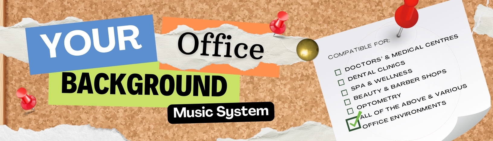 Professional Acoustics office background music systems banner