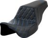 Saddlemen 808-07B-17201 Step-Up Seat - Lattice - Blue Stitch - FLH/FLT 08-23
