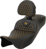 Saddlemen 808-07B-190B7 RoadSofa Seat - Honeycomb - w/ Backrest - FLH/FLT 08-24
