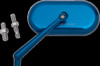 Arlen Ness Blue Oval Convex Side View Screw in Left Side Single Handlebar Mirror