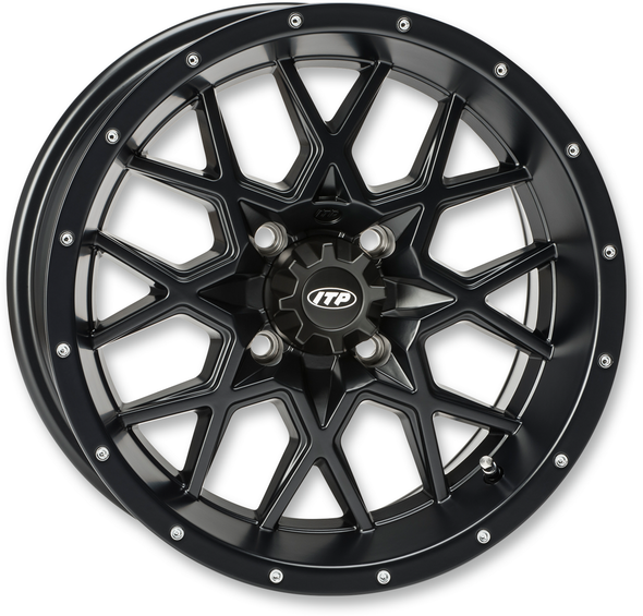 ITP Hurricane Matte Black Wheel with Machined Finish 12x7" / 4x110mm