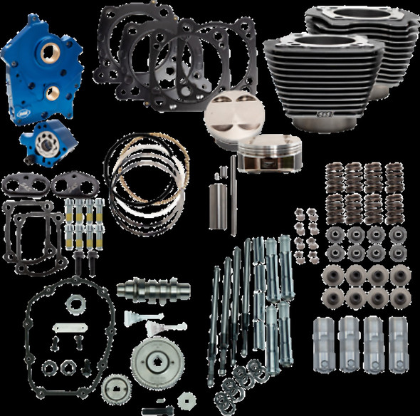 S&S 310-1108A Power Pack Gear Drive w/ Highlighted Fins Black Water Cooled M8