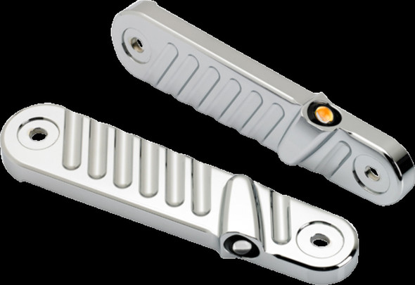 Joker Machine 05-210-3 Streamliner Front LED Turn Signals - Finned - Chrome