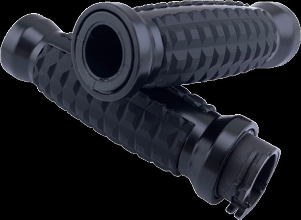Drag Specialties Matte Black Grenade Grips for '96-17 Harley-Davidson Cable