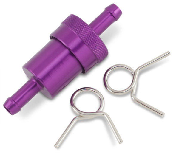 Emgo In-Line Fuel Filter 5/16" Purple Anodized Cleanable Reusable