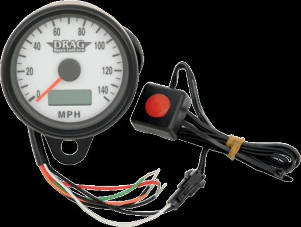 DRAG SPECIALTIES 2210-0258 SPEEDO BLK 2.4" PROG WHT