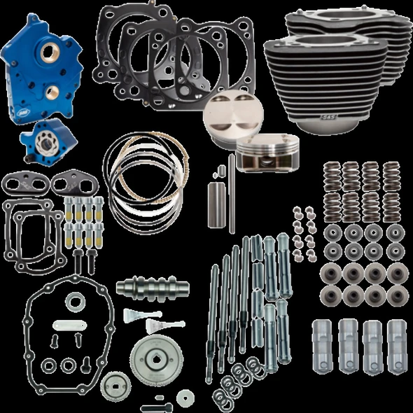 S&S CYCLE 310-1053A Power Package Gear Drive Oil Cooled Highlighted Fins - M8
