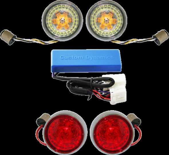 Custom Dynamics Bullet Style ProBeam Turn Signal Insert kit Chrome for Harley