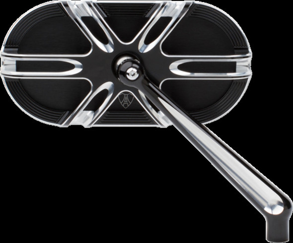 Arlen Ness Black Deep Cut Cage Series Right Side Screw in Motorcycle Mirror