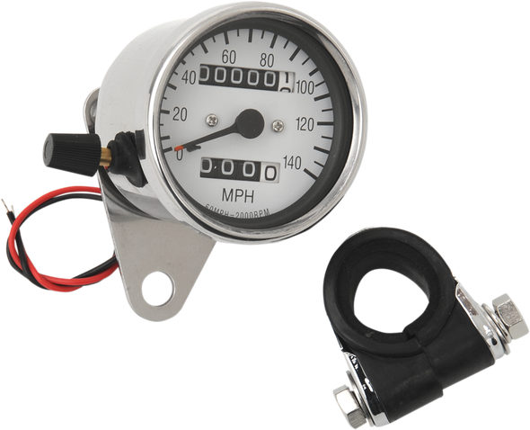 DRAG SPECIALTIES DS-243836 2:1 WHT SPEEDO W/TRIP MTR