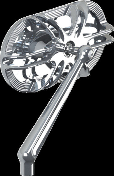 Arlen Ness Chrome Oval Caged Series Left Side Screw in Motorcycle Mirror