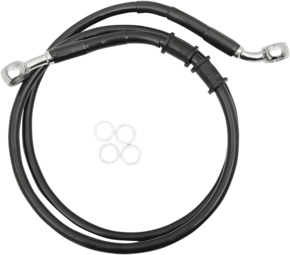 Drag Specialties Black Vinyl Front Brake Line '14-20 Harley Sportster XL +4" w/o ABS - 1741-5389