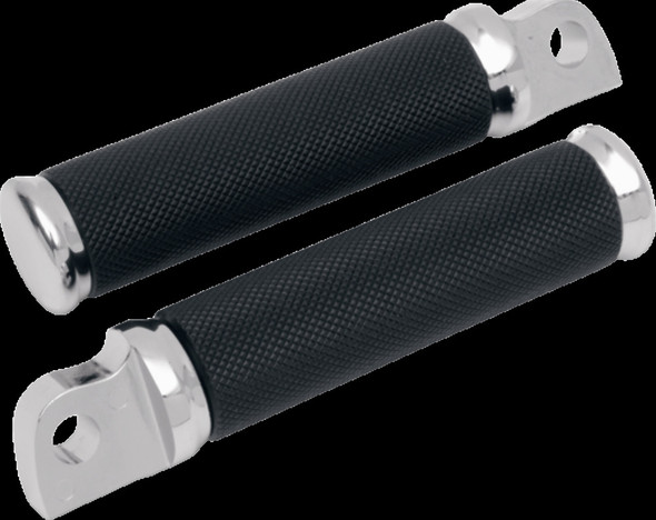 Drag Specialties Chrome Hotop Knurled Black Nylon Male Foot Pegs Set for Harley